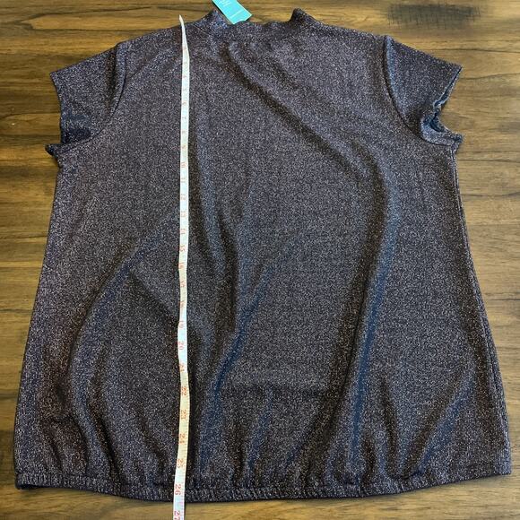 NWT Maurices Metalic Shimmery Cap Sleeve Top Sz XL, Dark Academia Booktok Campus - Picture 5 of 8